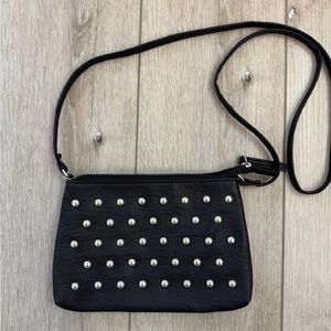 Black Crossbody Bag with Silver Studs. Grunge vibes.